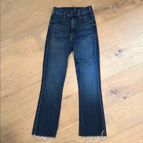 MOTHER Dark Blue Flare Jeans : Hustler Ankle Fray Mint Condition - Picture 5 of 8